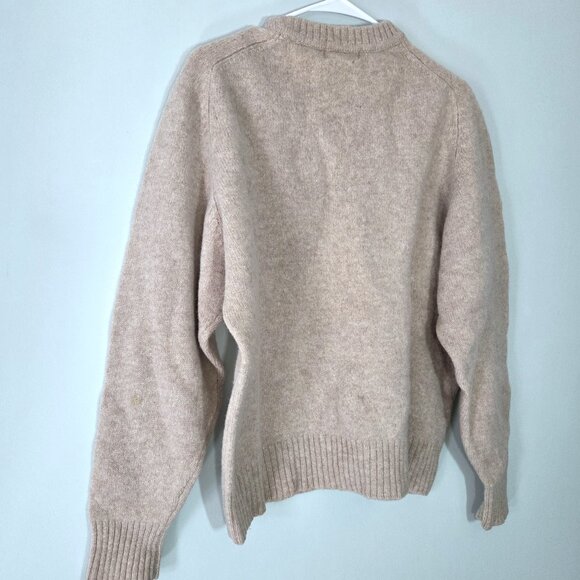 Heather Tweed Beige Wool Shetland Sweater Size XL - Picture 2 of 3